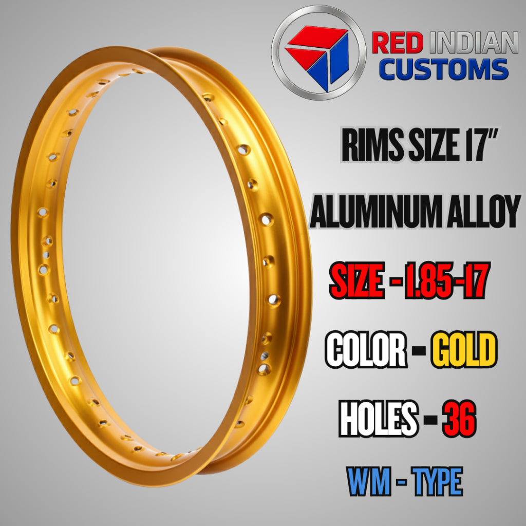 Aluminum Alloy Motorcycle Rims 17 -- 185 2.15 2.50 3.00 3.50 4.25 - Black Silver Gold - 32 36 40 Holes Type Red Indian