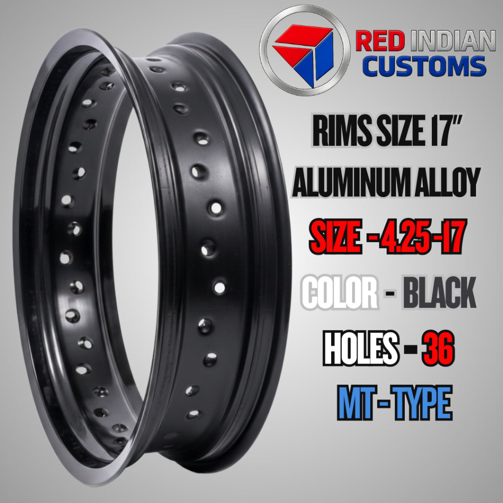 Aluminum Alloy Motorcycle Rims 17 -- 185 2.15 2.50 3.00 3.50 4.25 - Black Silver Gold - 32 36 40 Holes Type Red Indian