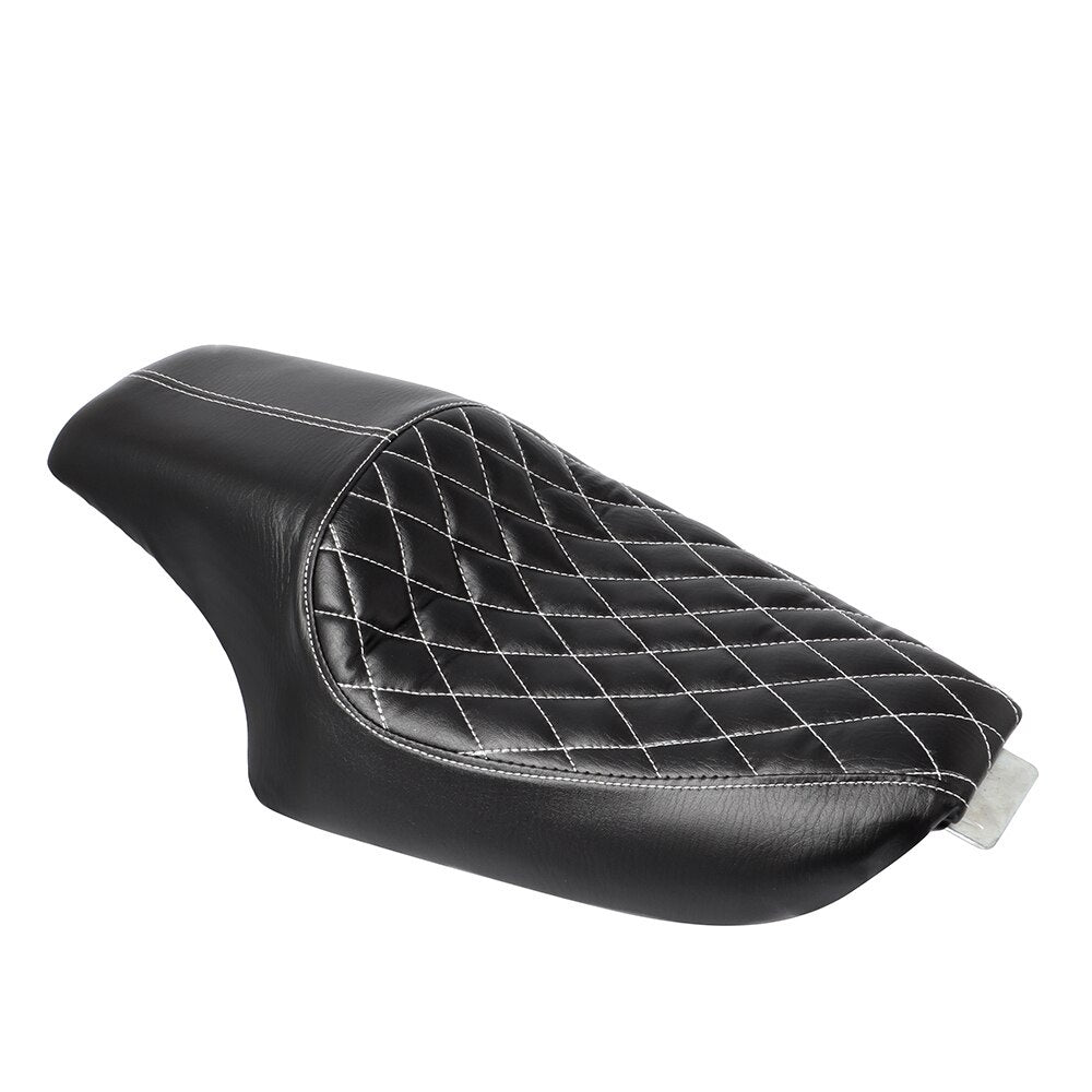 Motorcycle Black Synthetic Leather Two Up (2 UP) Driver Front Rear Passenger Cushion Seats