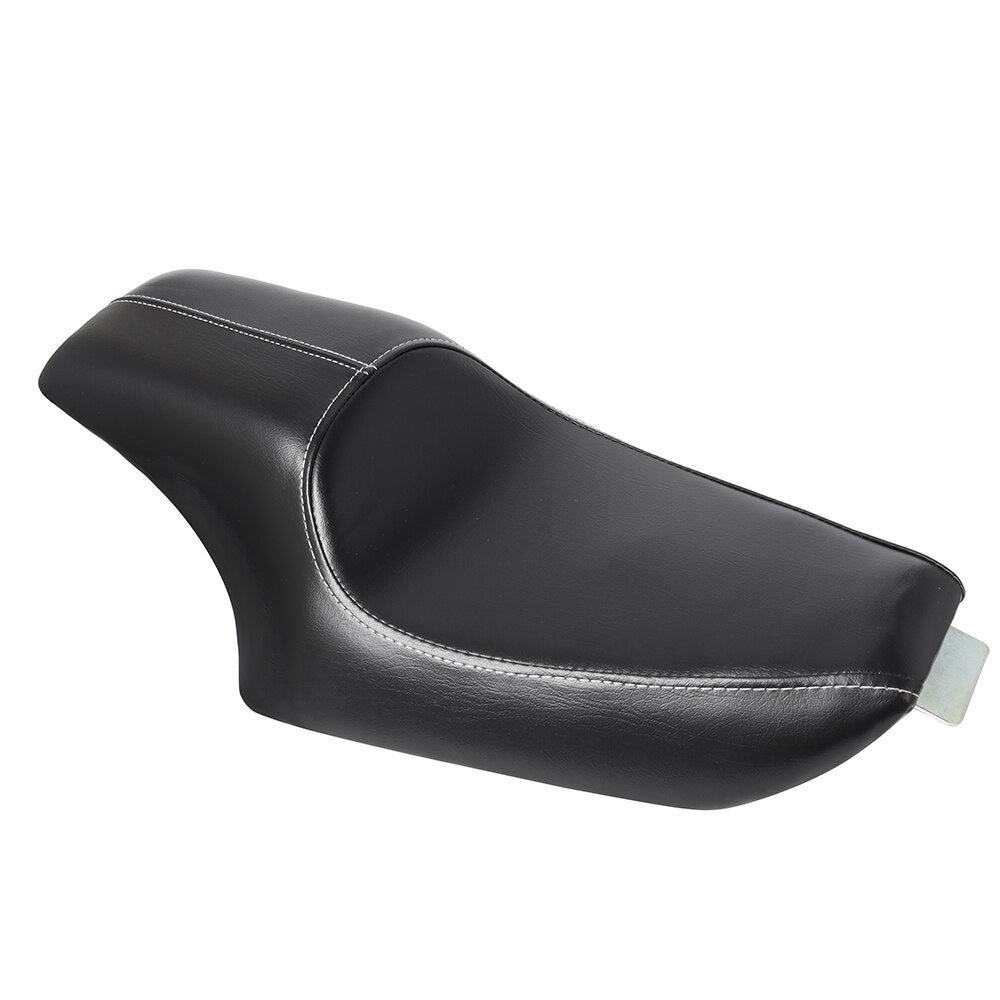 Motorcycle Black Synthetic Leather Two Up (2 UP) Driver Front Rear Passenger Cushion Seats