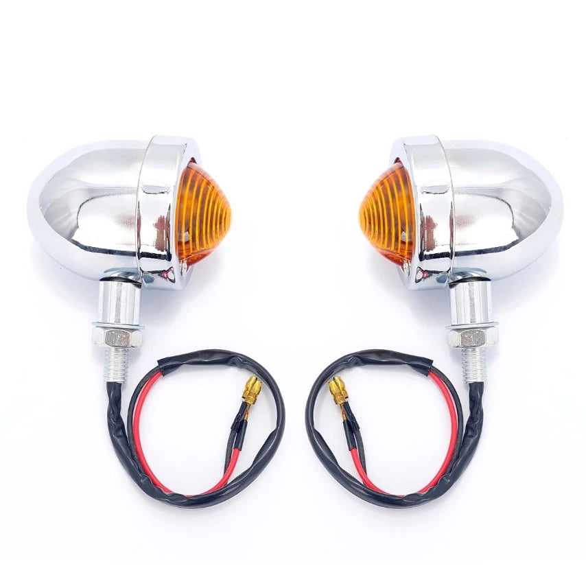 SIGNAL LIGHTS (2 PCS) BULLET HEAVY DUTY MOTORCYCLE TURN SIGNALS BLINKERS