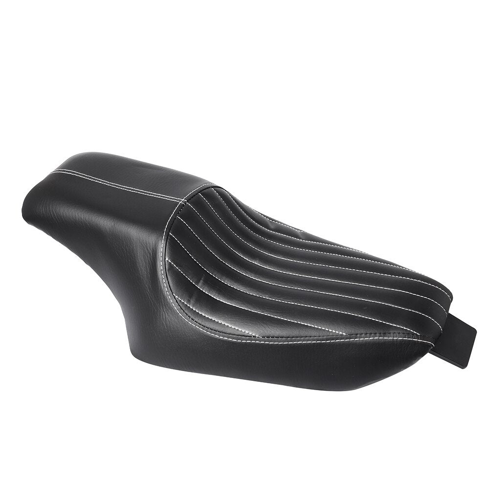 Motorcycle Black Synthetic Leather Two Up (2 UP) Driver Front Rear Passenger Cushion Seats