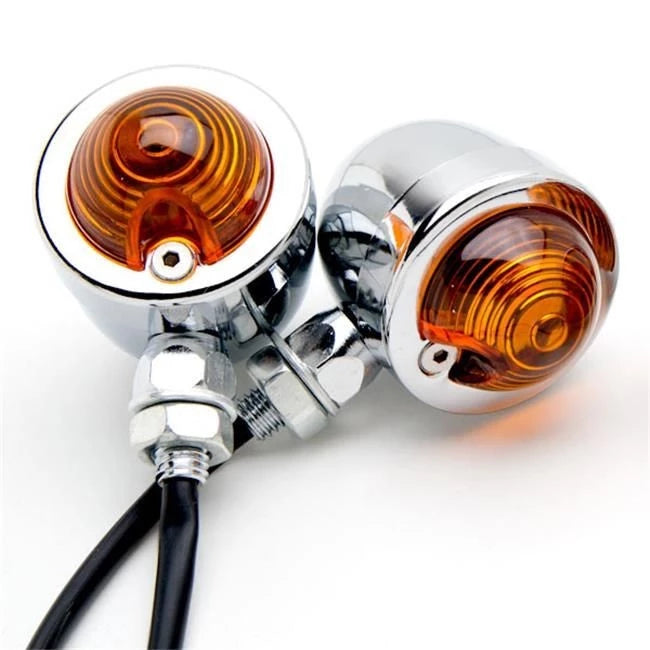SIGNAL LIGHTS (2 PCS) BULLET HEAVY DUTY MOTORCYCLE TURN SIGNALS BLINKERS