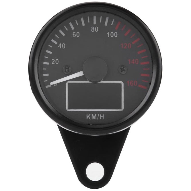 Black Universal 12V Motorcycle Odometer LED LCD Digital Speedometer Tachometer Gauges w/ Night Light