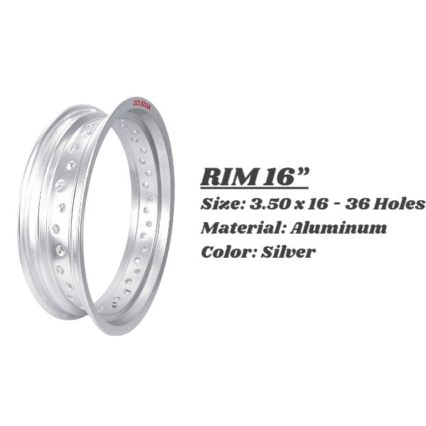 Rim Size 3.00 X 16 Available in 36 & 40 Holes.