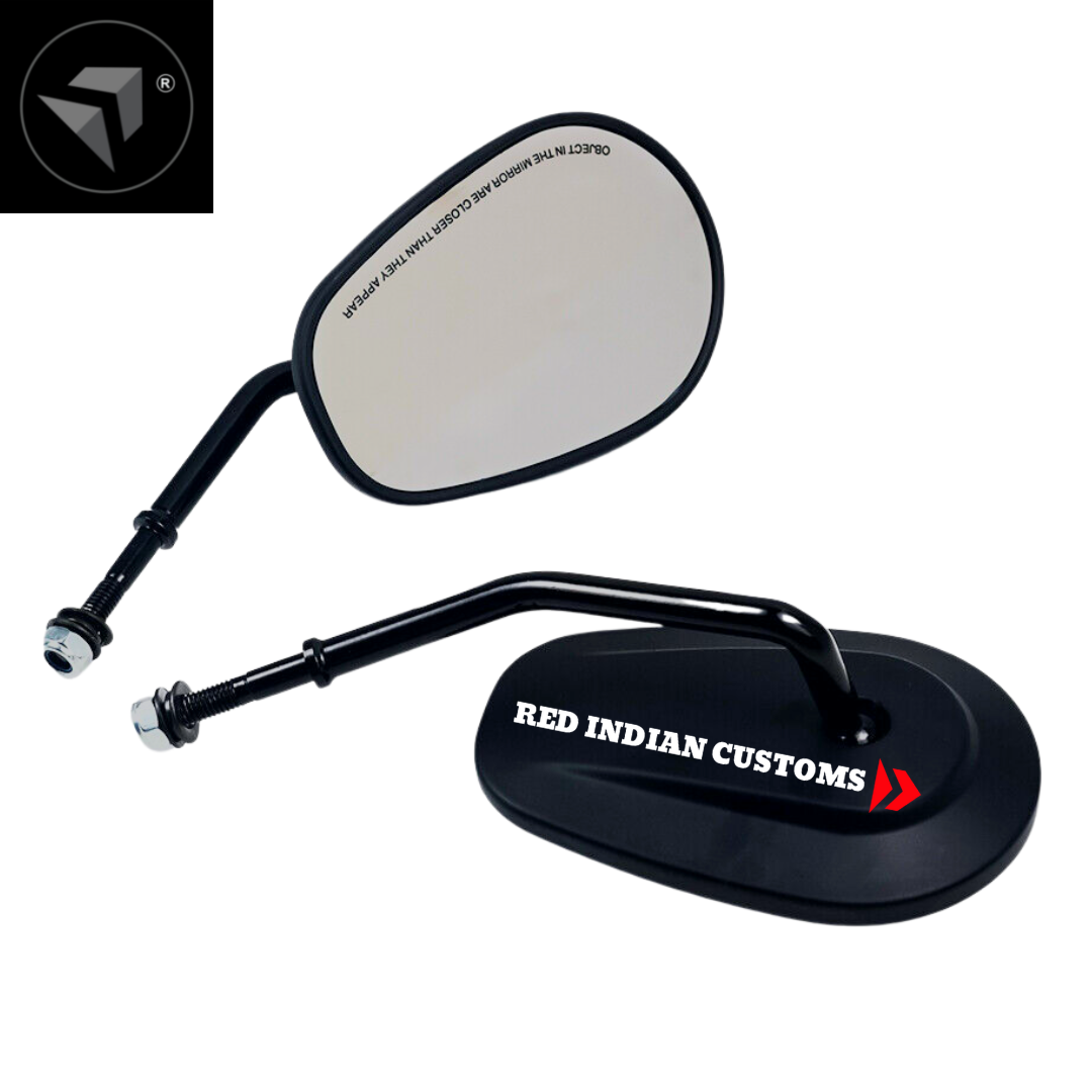 5.3/4" Leaf Shape Long Stem Rear View / Side View Mirrors With Aluminum Cover Best Suited For Bobbers Choppers Cruisers Retro Customs Classic Motorcycyles