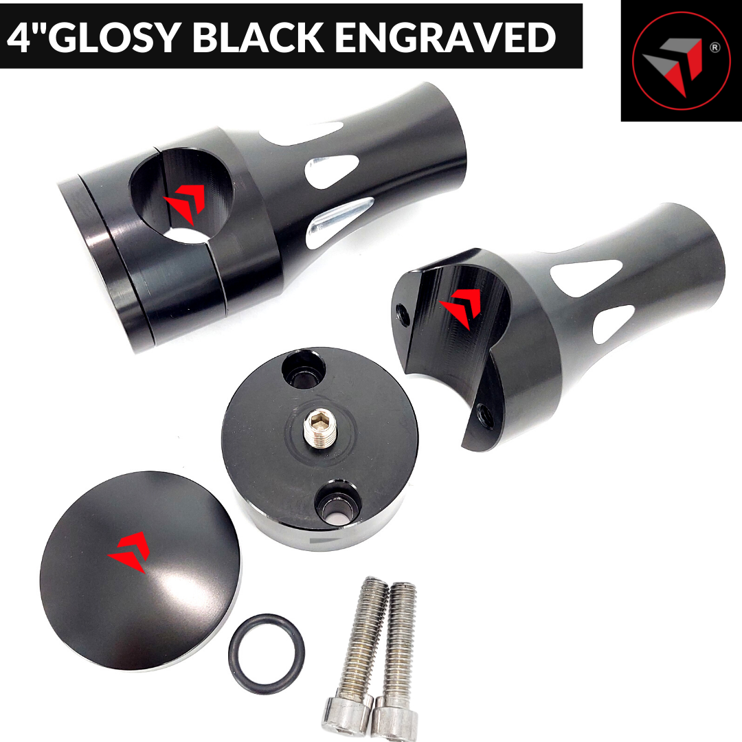 4” Inch Rise For 25mm / 1 Inch Handlebar CNC Aluminum Motorcycle Handlebar Riser Clamp