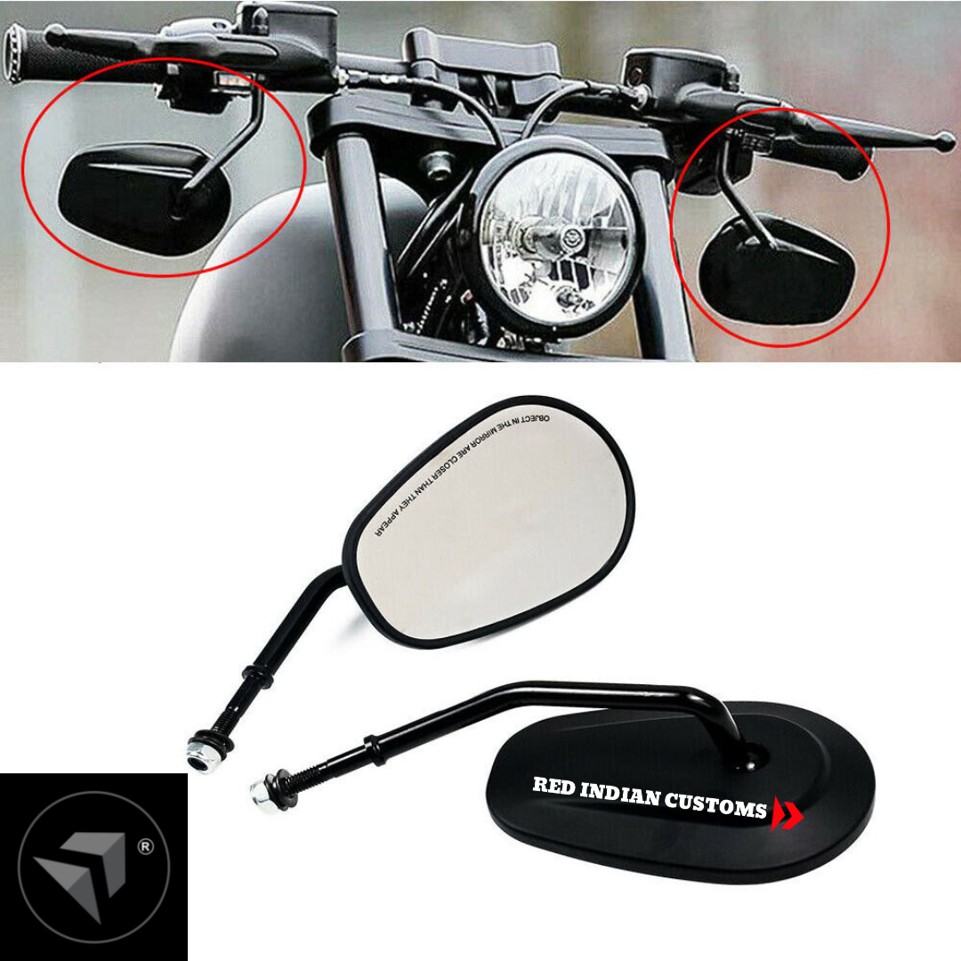 5.3/4" Leaf Shape Long Stem Rear View / Side View Mirrors With Aluminum Cover Best Suited For Bobbers Choppers Cruisers Retro Customs Classic Motorcycyles