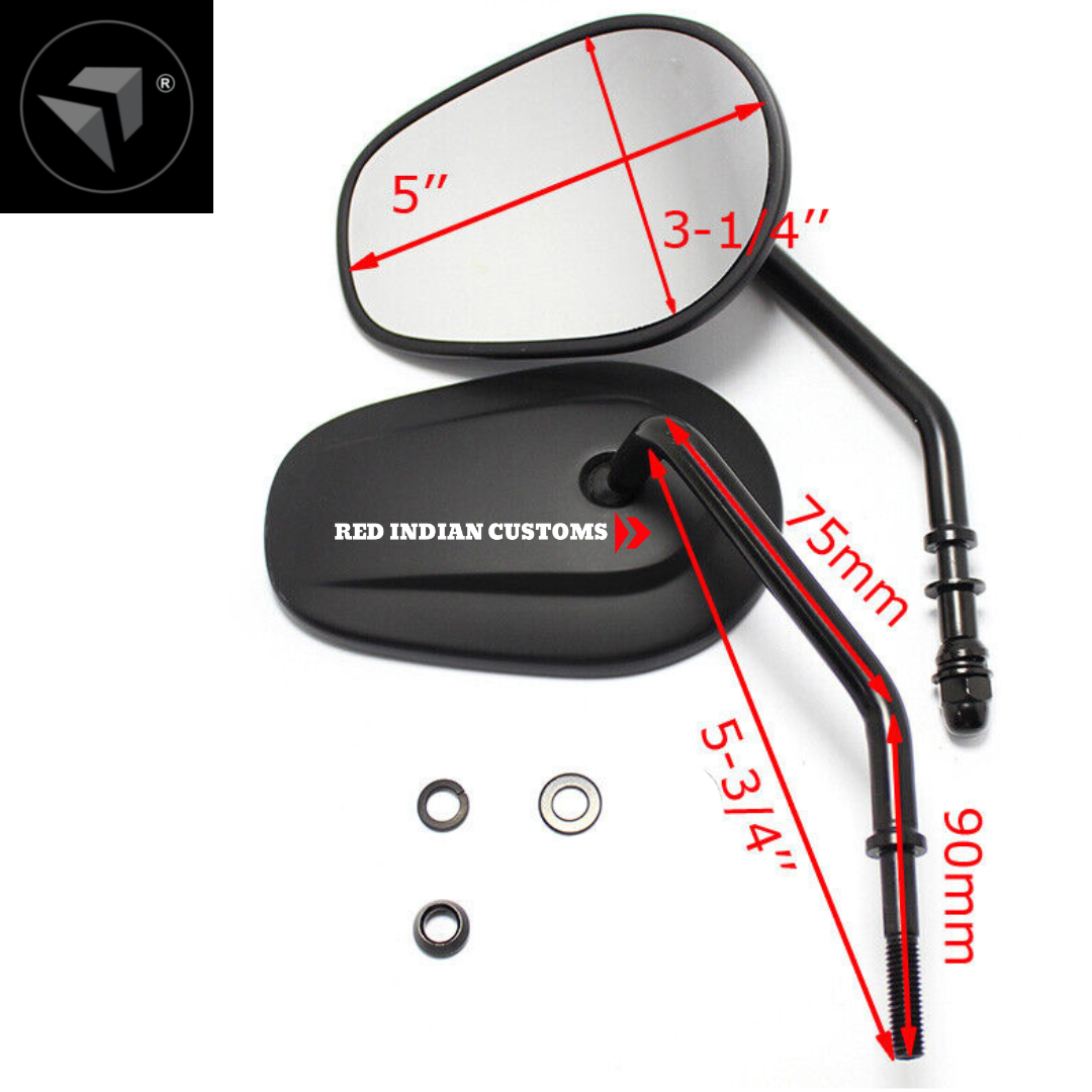 5.3/4" Leaf Shape Long Stem Rear View / Side View Mirrors With Aluminum Cover Best Suited For Bobbers Choppers Cruisers Retro Customs Classic Motorcycyles