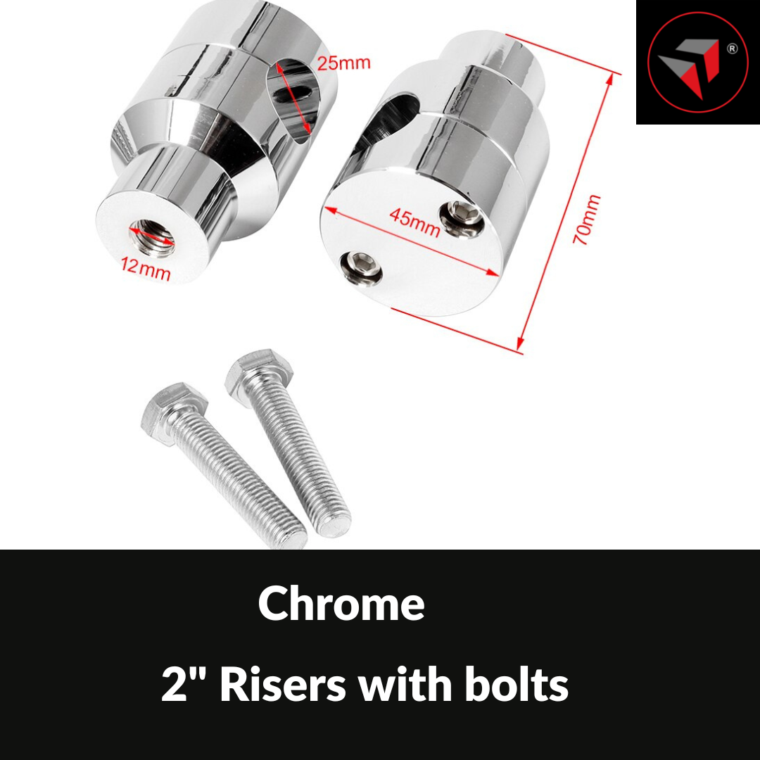 25mm / 1 inch CNC Aluminum Motorcycle Handlebar Riser Clamp Kit Handlebar rise up holder for Handlebars Retro, Universal, Custom Bobbers, Cruisers, Choppers Metric Big Motorcycles Black/Chrome