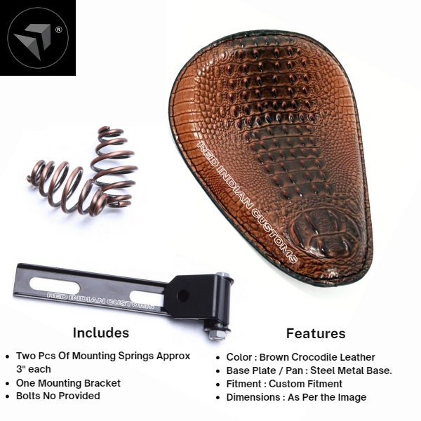 Single Solo Seat Cushion Saddle Brown Universal Synthetic Leather