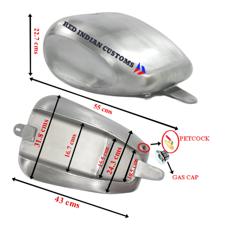 DISHED FRISCO - Handmade 15L Petrol Gas Fuel Tank For For HONDA Sportster Steed 400 600