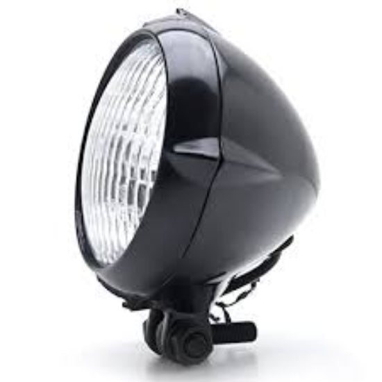 Bottom Mount 5.14” (inch) Chrome & Black Headlight