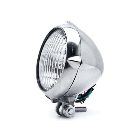 Bottom Mount 5.14” (inch) Chrome & Black Headlight
