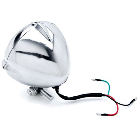 Bottom Mount 5.14” (inch) Chrome & Black Headlight