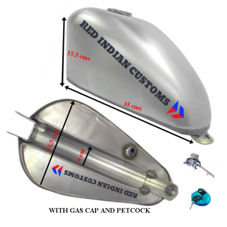 6.8- Liters / 1.5 Gallon Peanut Custom Fuel Gas Tank for Bobber / Chopper Style Custom Motorcycles.